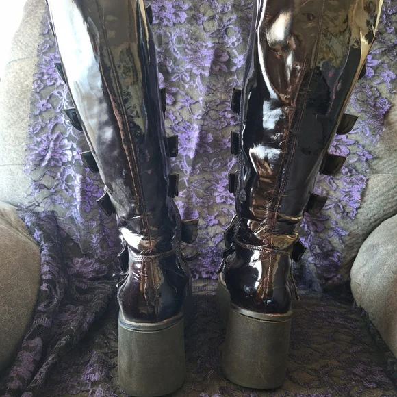 Hot Topic Platform Buckle Boots Goth Punk Demonia Club Rave - Picture 7 of 10
